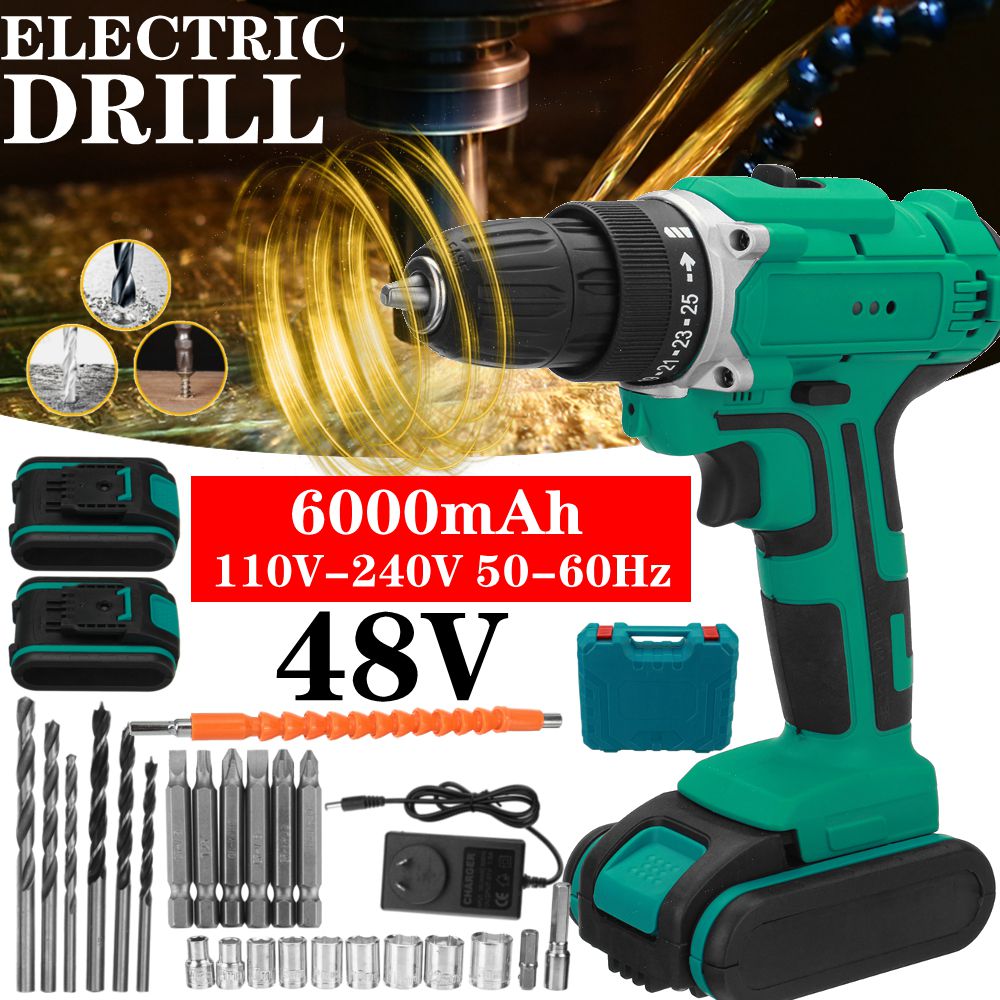 6000mAh-48V-Electric-Drill-Dual-Speed-Rechargeable-Power-Tool-W-12pc-Battery-1758347-2