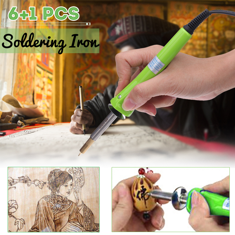 6Pcs-30W-Multifunctional-Crafts-Wood-Burning-Pen-Soldering-Solder-Iron-Pencil-Kit-1300163-1