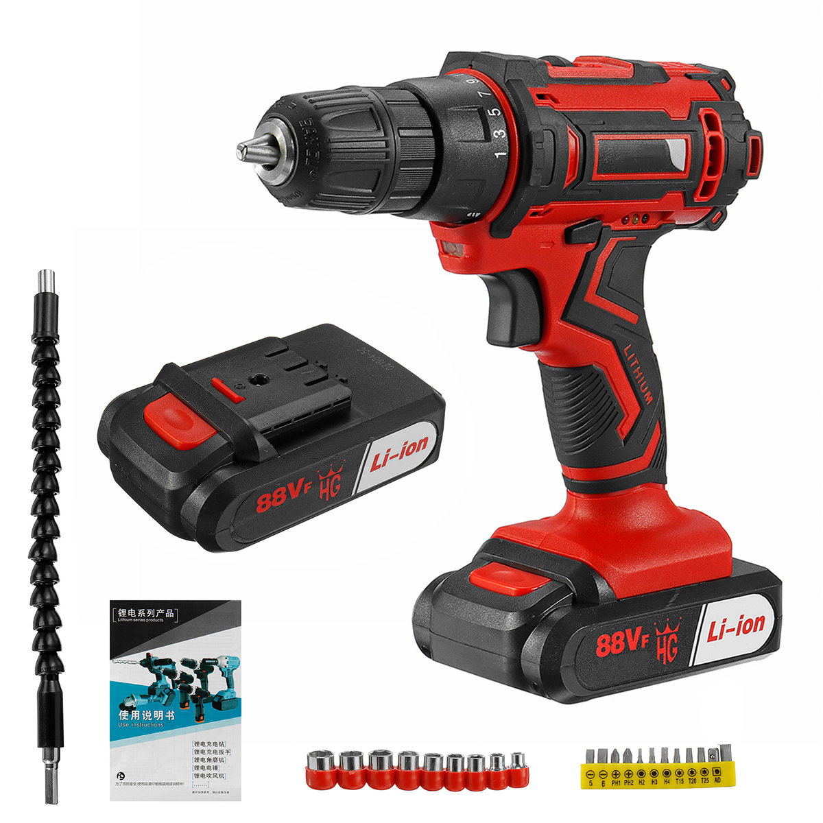 88VF-Cordless-Electric-Drill-Driver-251-Gears-Rechargeable-Screwdriver-W-12pcs-Battery--LED-Working--1847800-9