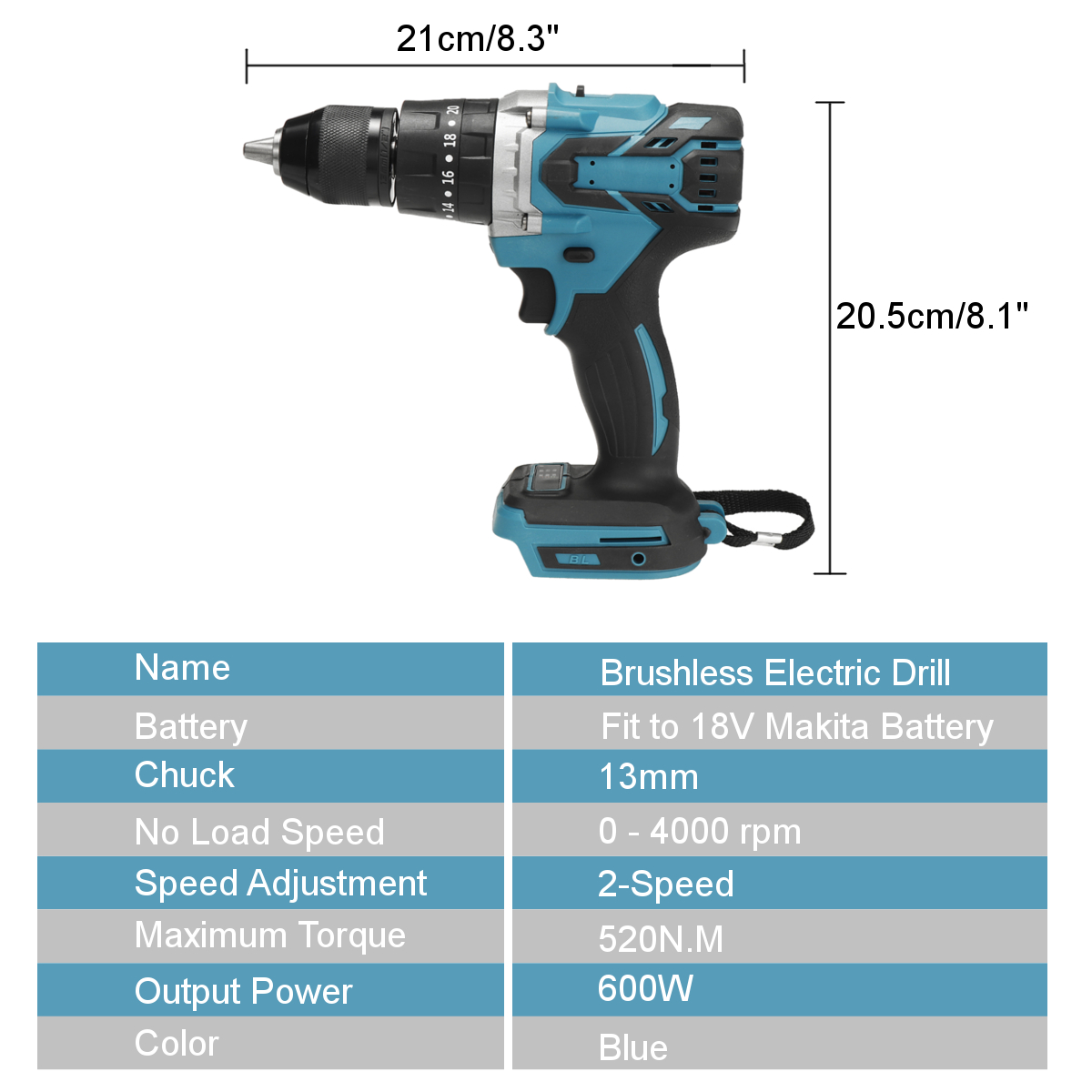 Brushless-Electric-Drill-20-Torque-520NM-Cordless-Screwdriver-13mm-Chuck-Power-Drill-for-Makita-18V--1801609-14