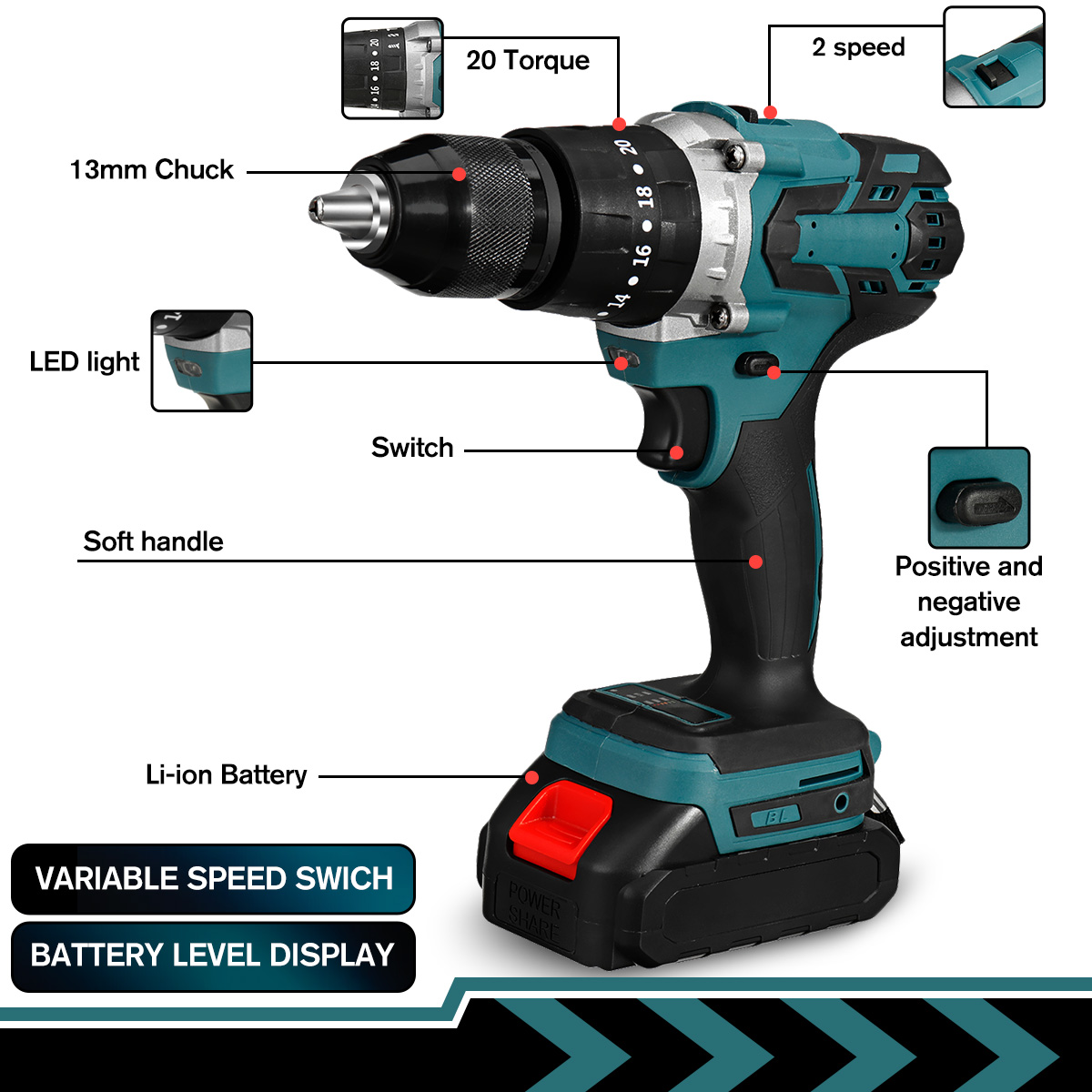 Cordless-Electric-Impact-Drill-3-in-1-Rechargeable-Drill-Screwdriver-13mm-Chuck-W-1-or-2-Li-ion-Batt-1803323-2