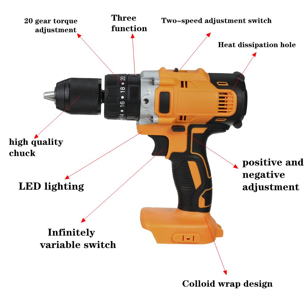 Dual-Speed-Brushed-Impact-Drill-13mm-Chuck-Rechargeable-Electric-Screwdriver-for-Makita-18V-Battery-1759775-14