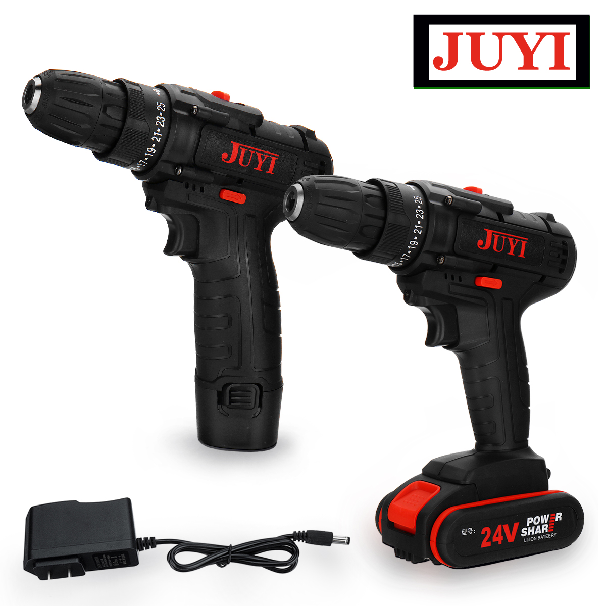 JUYI-12V24V-Lithium-Battery-Power-Drill-Cordless-Rechargeable-2-Speed-Electric-Driver-Drill-Motor-Re-1557976-2