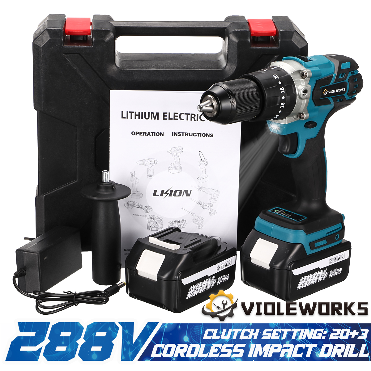 VIOLEWORKS-3-IN-1-288VF-Cordless-Brushless-Hammer-Drill-Speed-Regulated-Electric-Screwdriver-Impact--1852902-1