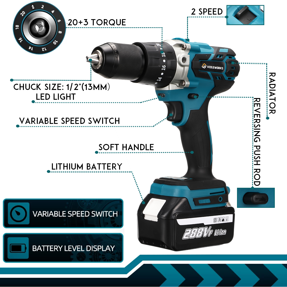 VIOLEWORKS-3-IN-1-288VF-Cordless-Brushless-Hammer-Drill-Speed-Regulated-Electric-Screwdriver-Impact--1852902-4