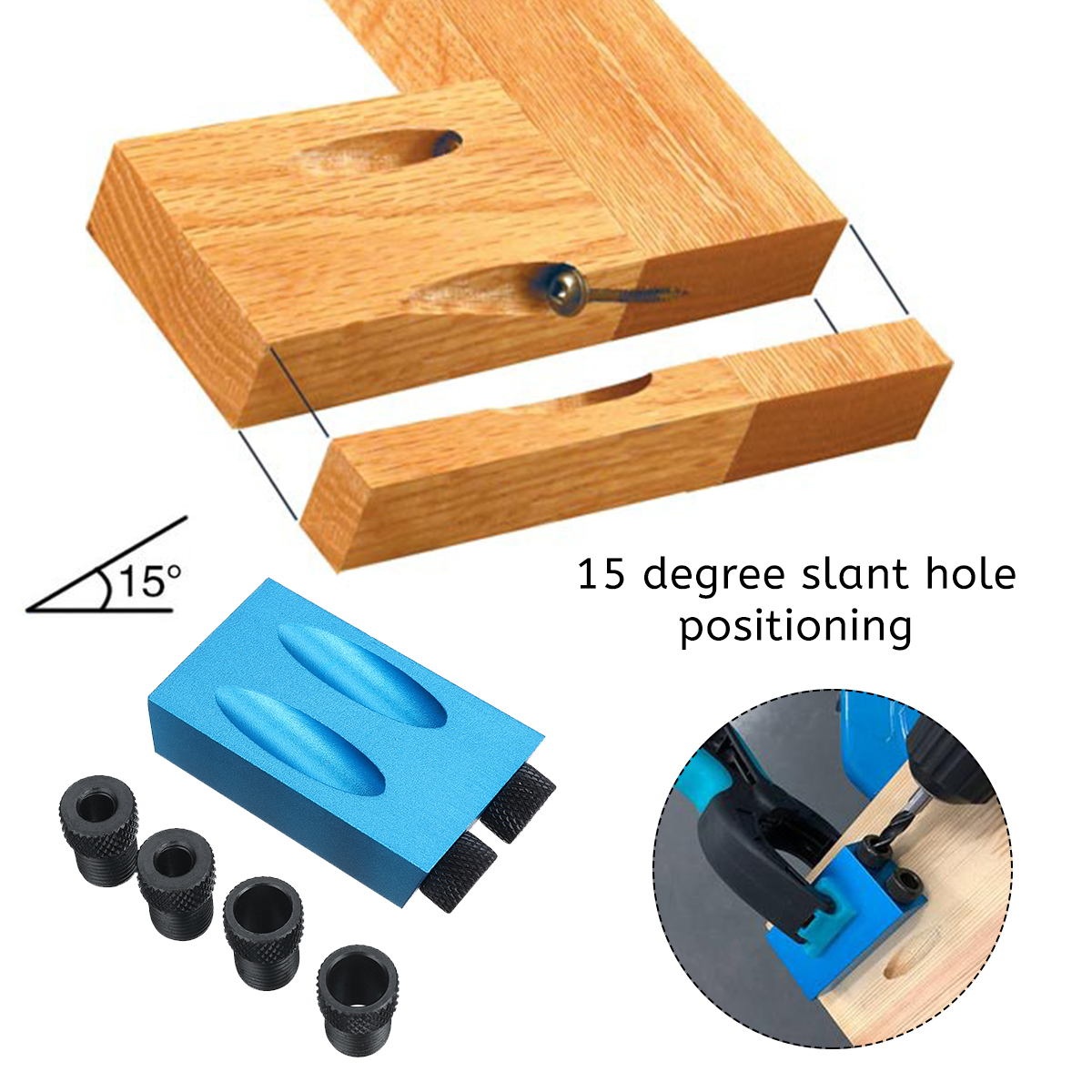 31pcs-15-Degree-Oblique-Hole-Locator-Pocket-Hole-Jig-Drill-Bit-Angle-Woodworking-Carpentry-Tools-1650293-2