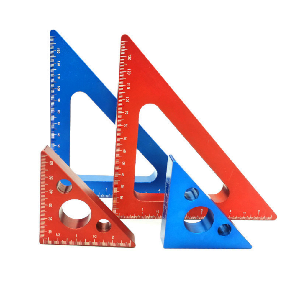 Aluminum-Alloy-45-Degree-Angle-Ruler-Inch-Metric-Triangle-Ruler-Carpenter-Workshop-Woodworking-Squar-1807649-2