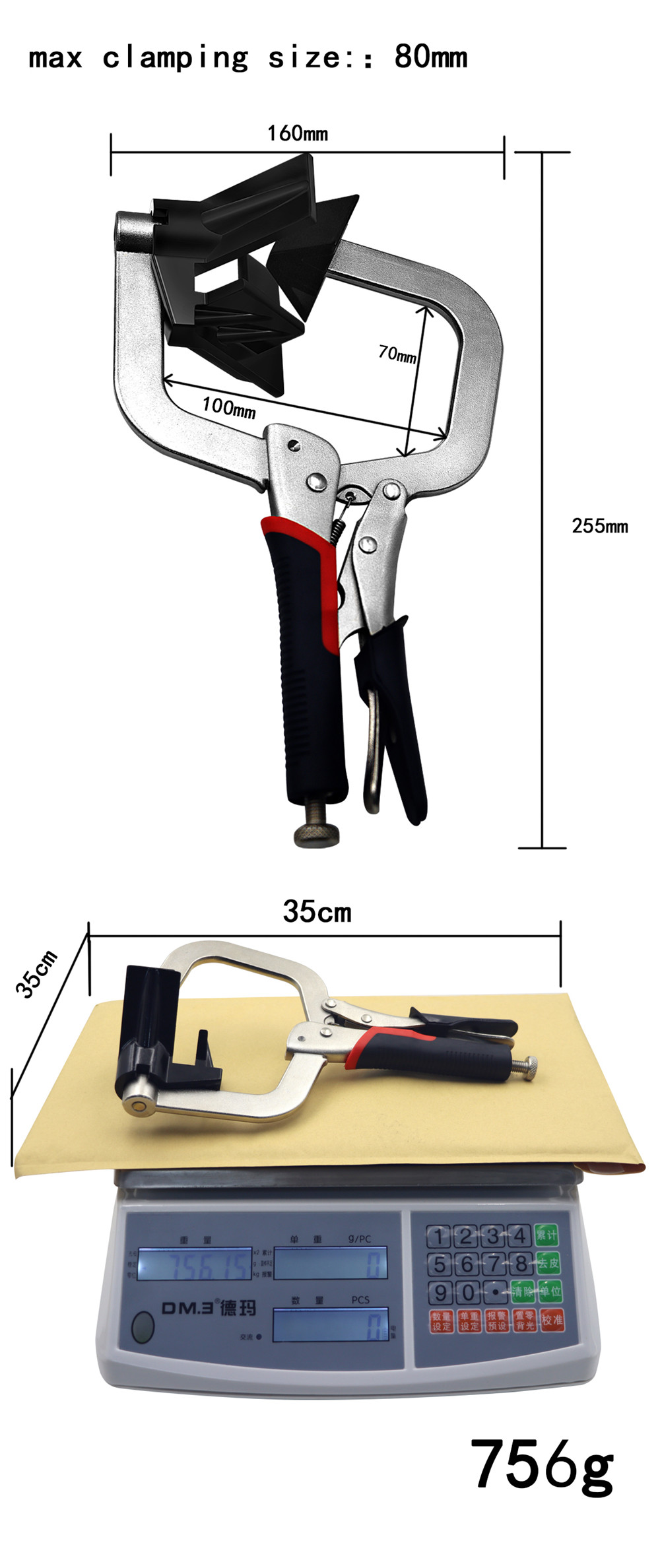 DOCTORWOOD-10-Inch-Woodworking-90deg-Angle-Vigorously-Plier-V-shaped-Face-Clamp-With-Conor-For-Drawe-1875932-3