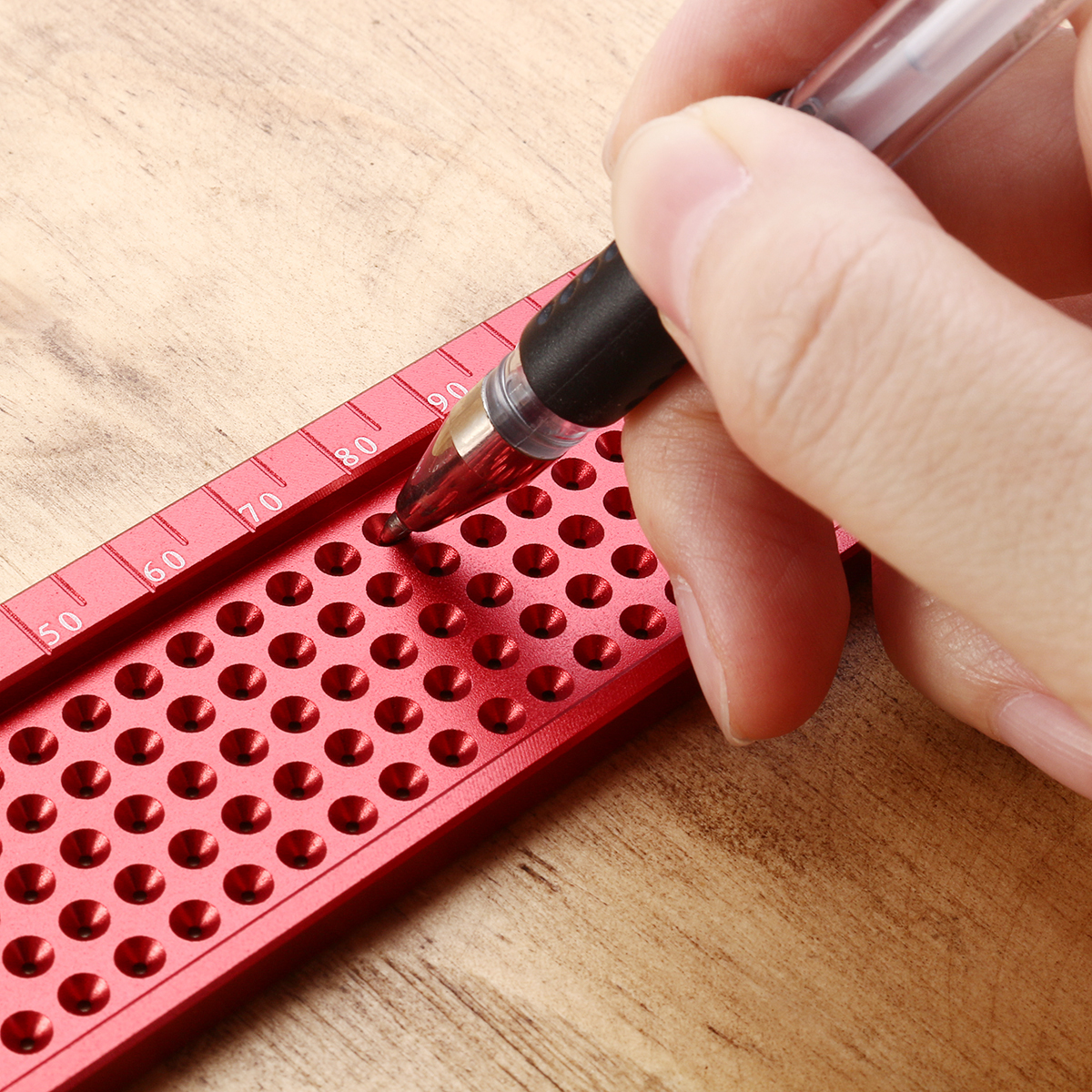 Drillpro-Aluminium-Alloy-T-160-Hole-Positioning-Metric-Measuring-Ruler-Woodworking-Precision-Marking-1324492-8