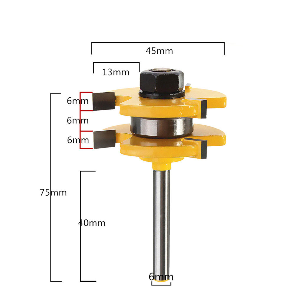 Drillpro-RB22-2Pcs-Tongue--Groove-Router-Bit-Set-14-Inch-Shank-3-Teeth-T-shape-Wood-Milling-Cutter-1001859-6