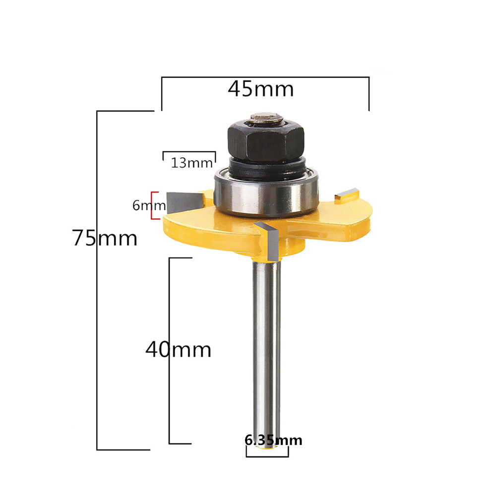 Drillpro-RB22-2Pcs-Tongue--Groove-Router-Bit-Set-14-Inch-Shank-3-Teeth-T-shape-Wood-Milling-Cutter-1001859-7