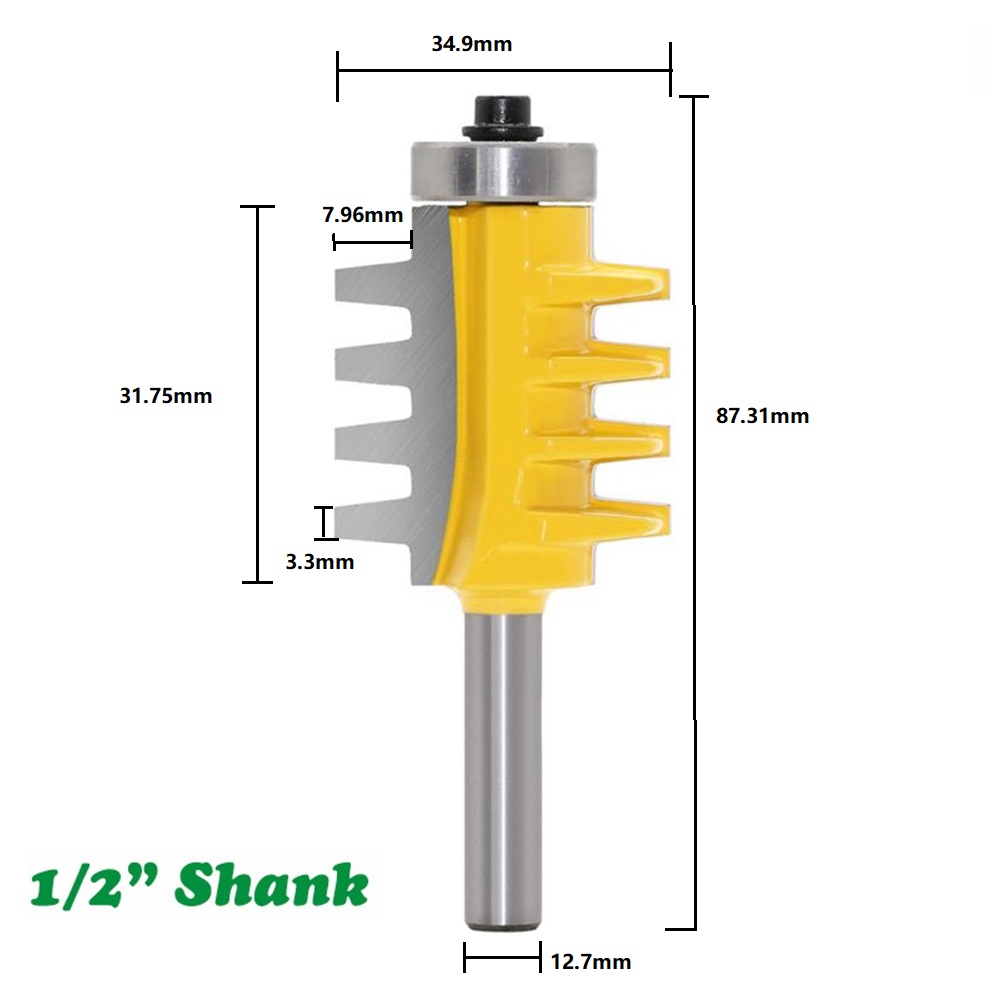 Drillpro-T-Slot-Finger-Joint-Router-Bit-12-or-14-Inch-Shank-Reversible-for-Woodworking-Cutting-1864428-7