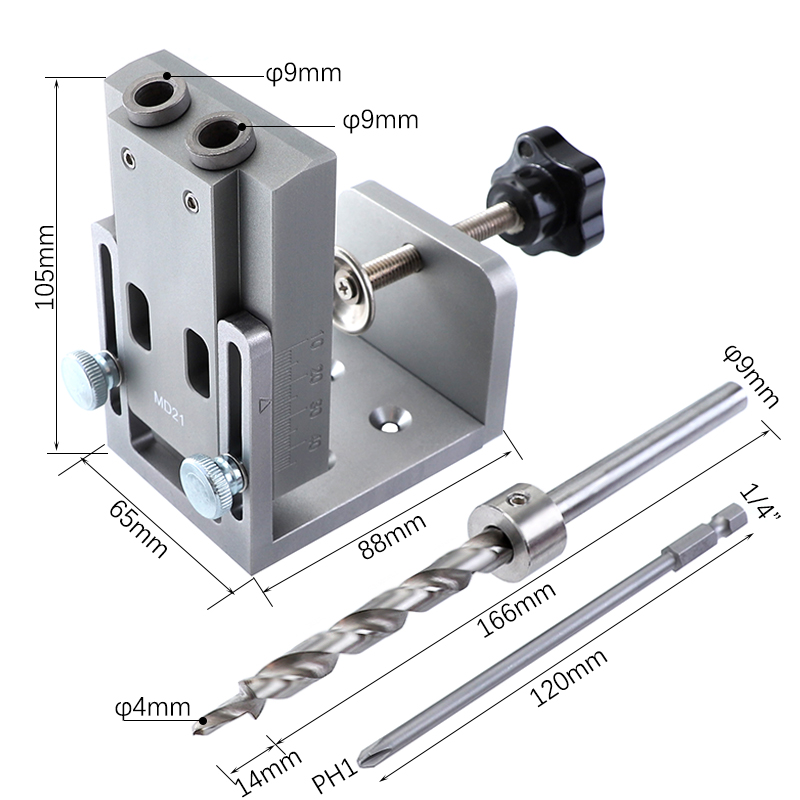 Drillpro-YOMO-MD21-Aluminum-Alloy-Pocket-Hole-Jig-Kit-With-9mm-Step-Drill-Bit-Wood-Doweling-jig-Dril-1750792-2