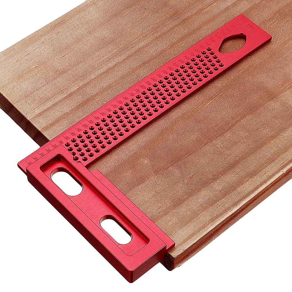 L-Type-160200mm-Aluminum-Alloy-Woodworking-Square-Hole-Positioning-Metric-Measuring-Ruler-Carpenter--1805325-2