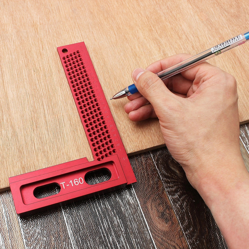 L-Type-160200mm-Aluminum-Alloy-Woodworking-Square-Hole-Positioning-Metric-Measuring-Ruler-Carpenter--1805325-3