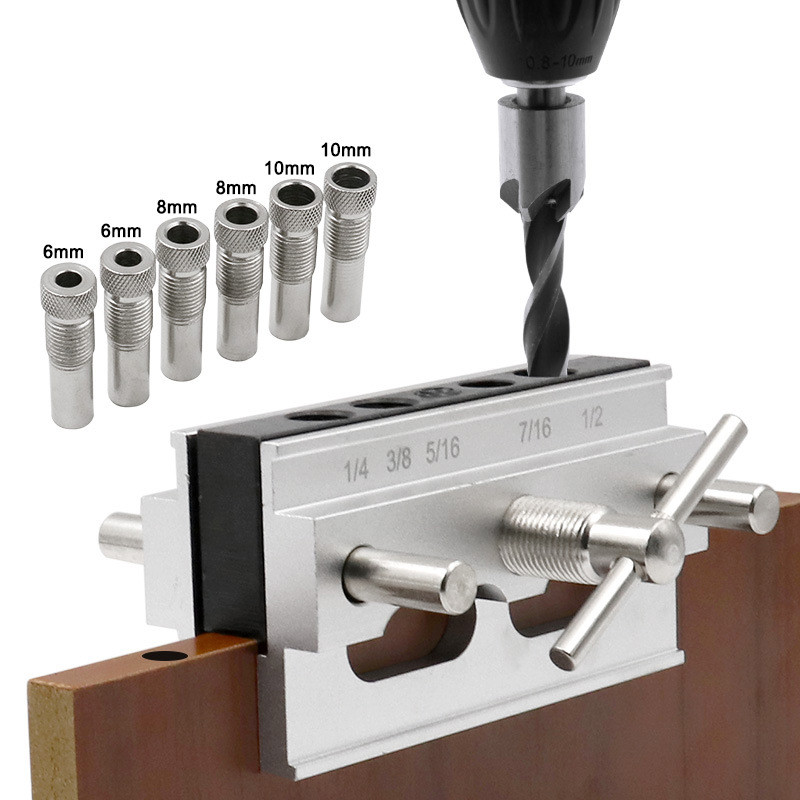 MetricInch-Woodworking-Self-Centering-Hole-Punch-Locator-Drill-Guide-Set-Doweling-Jig-Kit-Silver-Col-1642703-1
