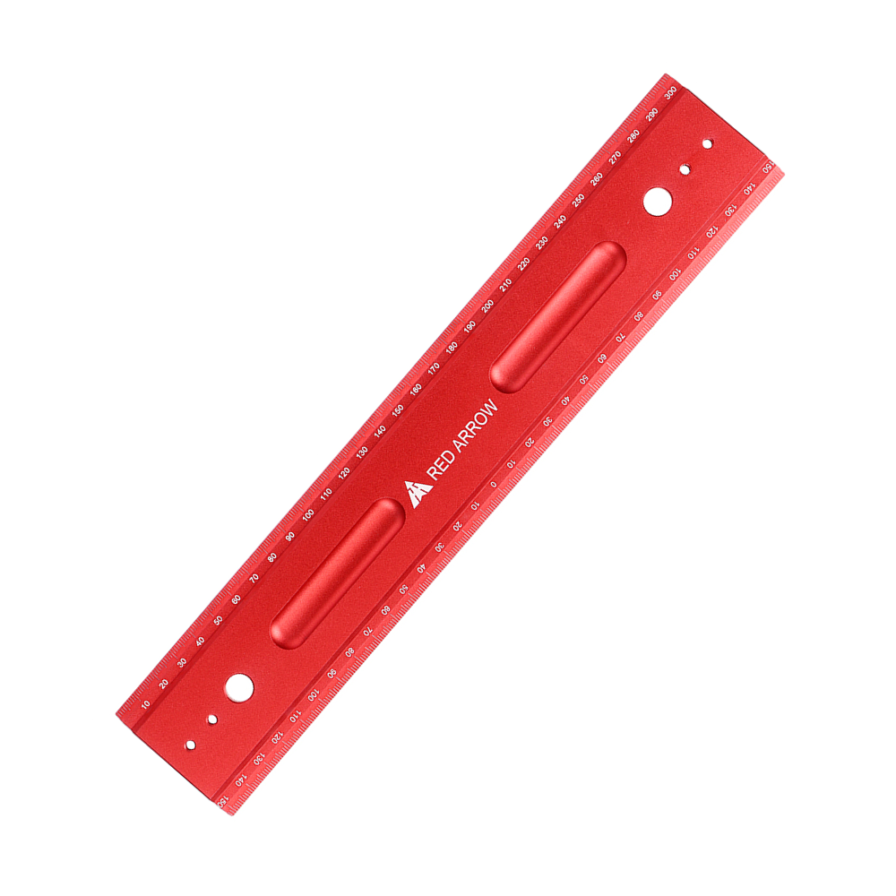 RED-ARROW-300mm-Metric-Aluminum-Alloy-Striaght-Ruler-Gauge-Precision-Woodworking-Square-Measuring-To-1616757-1