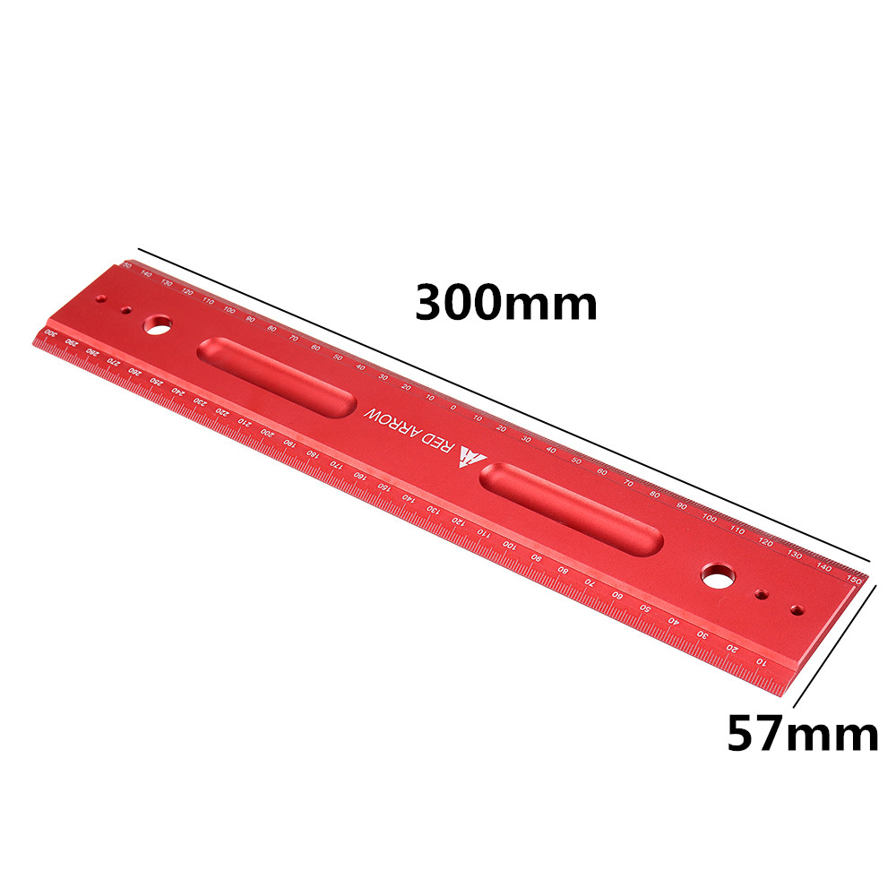 RED-ARROW-300mm-Metric-Aluminum-Alloy-Striaght-Ruler-Gauge-Precision-Woodworking-Square-Measuring-To-1616757-2