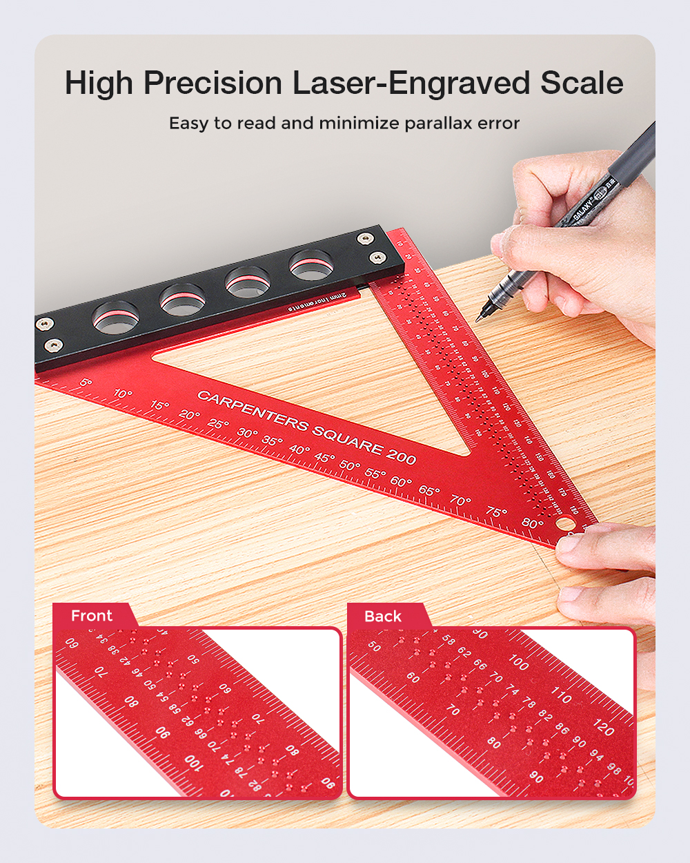 VEIKO-200mm-Aluminum-Alloy-Carpenter-Square-Triangle-Ruler-Woodworking-Precision-Hole-Positioning-Sq-1907931-3