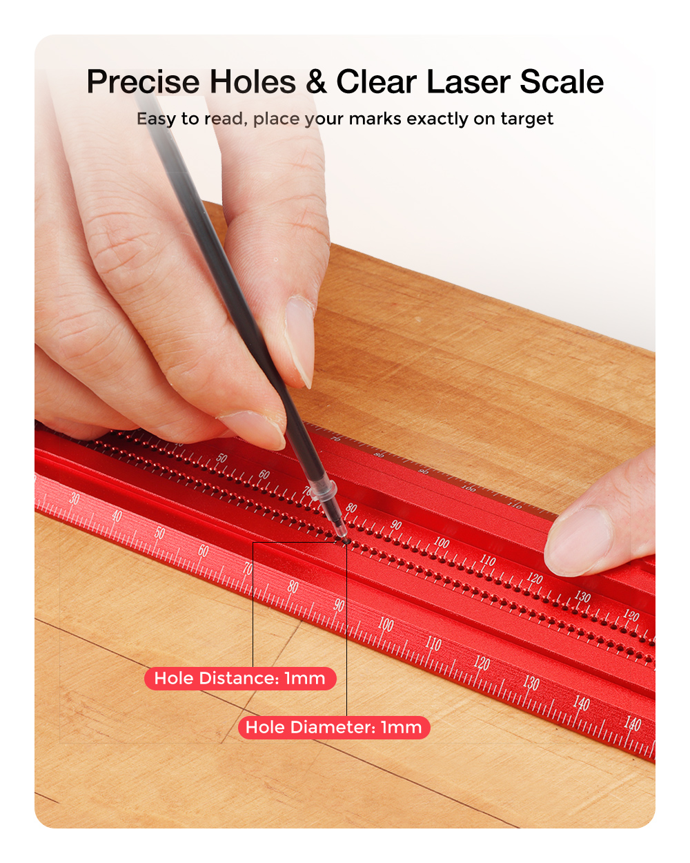 VEIKO-TS-Precision-Woodworking-Line-Scriber-Marking-T-Ruler-with-Pen-Aluminum-Alloy-Hole-Positioning-1879415-3