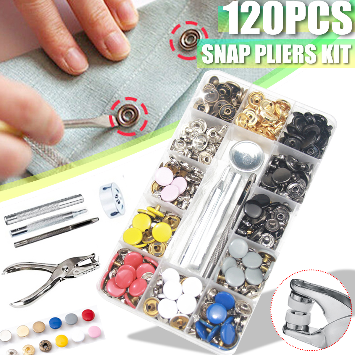 120Pcs-Metal-Buttons-Set-Press-Studs-with-4Pcs-Fixing-Tools-1Pcs-Pliers-1708786-2