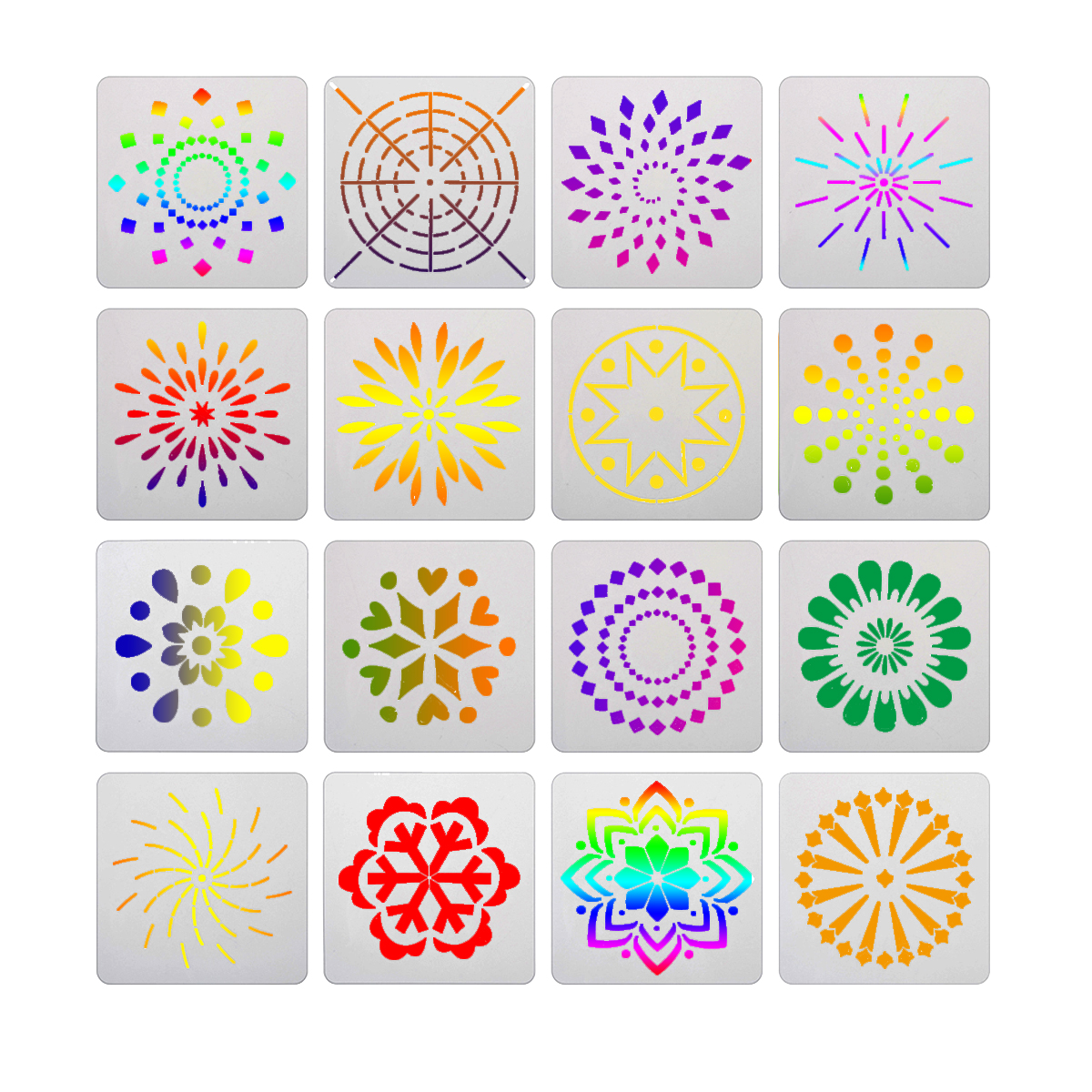 13x13cm-16Pcs-White-Plastic-Mandala-Paint-Tray-Openwork-Painting-Template-1708803-2