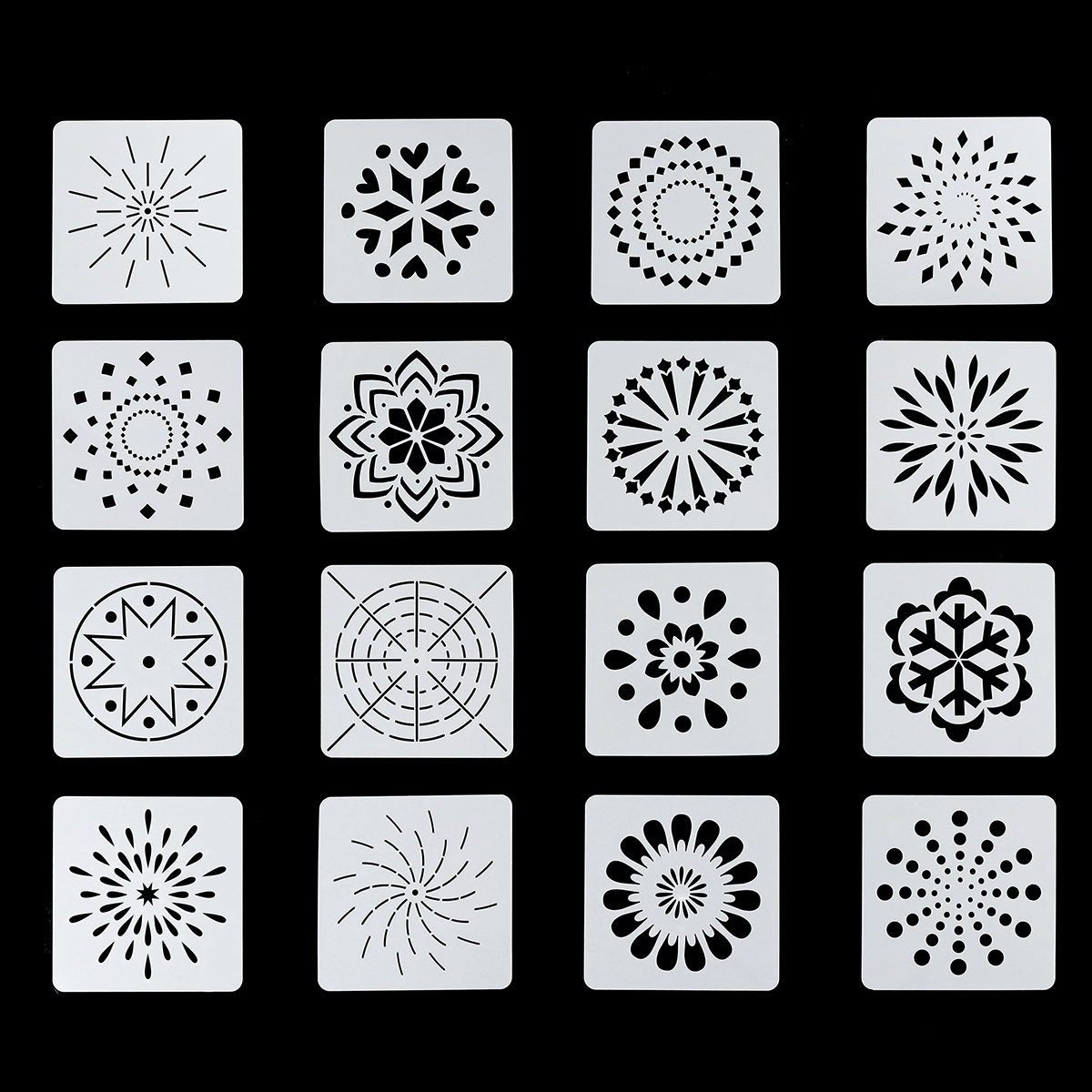 13x13cm-16Pcs-White-Plastic-Mandala-Paint-Tray-Openwork-Painting-Template-1708803-4