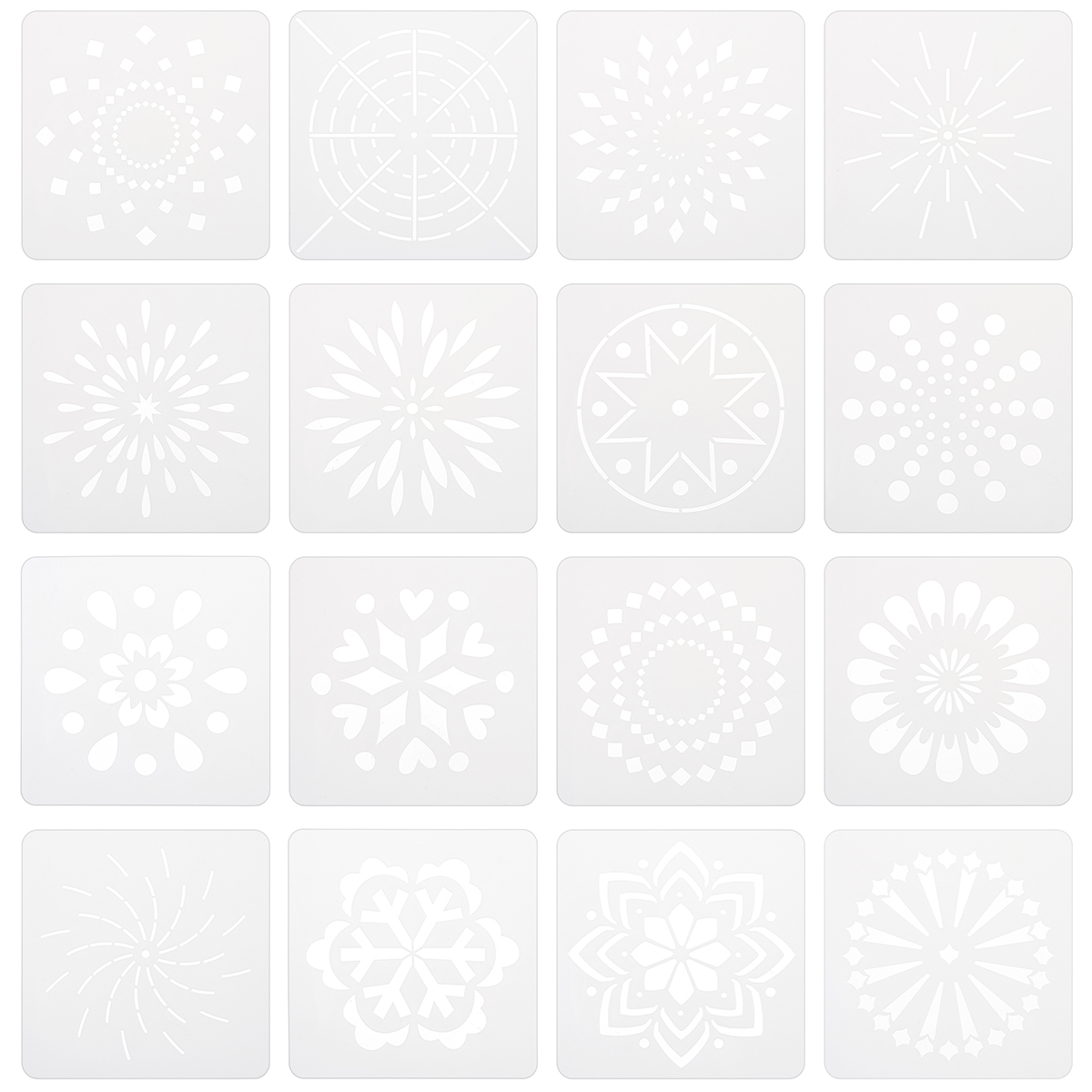 13x13cm-16Pcs-White-Plastic-Mandala-Paint-Tray-Openwork-Painting-Template-1708803-6