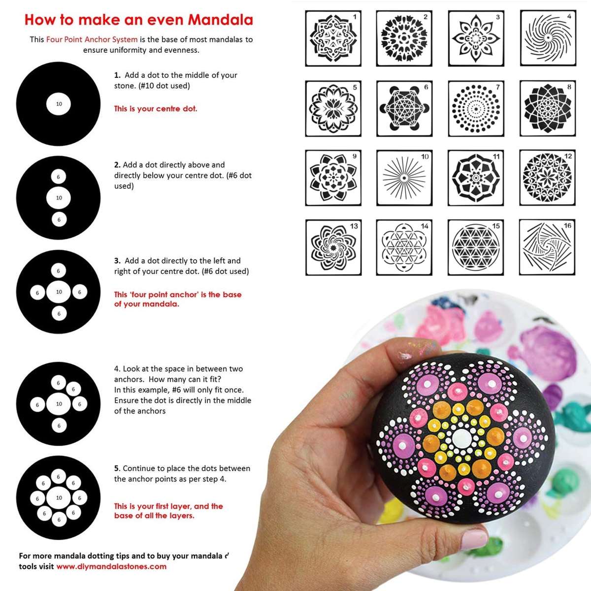 16Pcs-Mandala-Dotting-Tools-Set-Rock-Painting-Kit-Nail-Art-Pen-Paint-Stencil-1687383-5