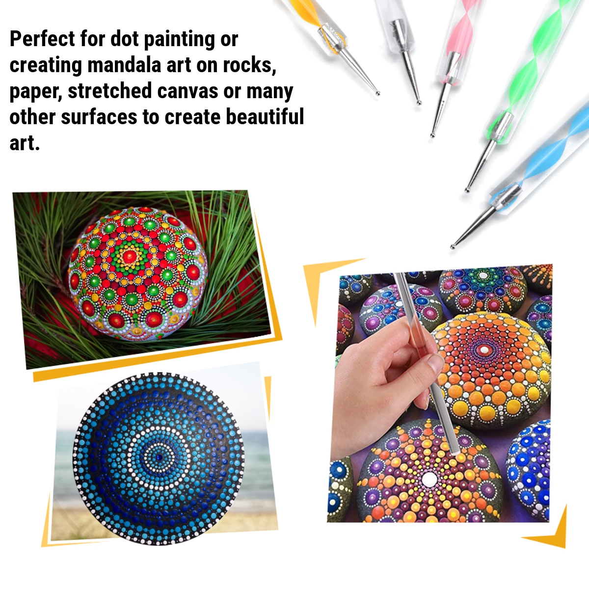 16Pcs-Mandala-Dotting-Tools-Set-Rock-Painting-Kit-Nail-Art-Pen-Paint-Stencil-1687383-6