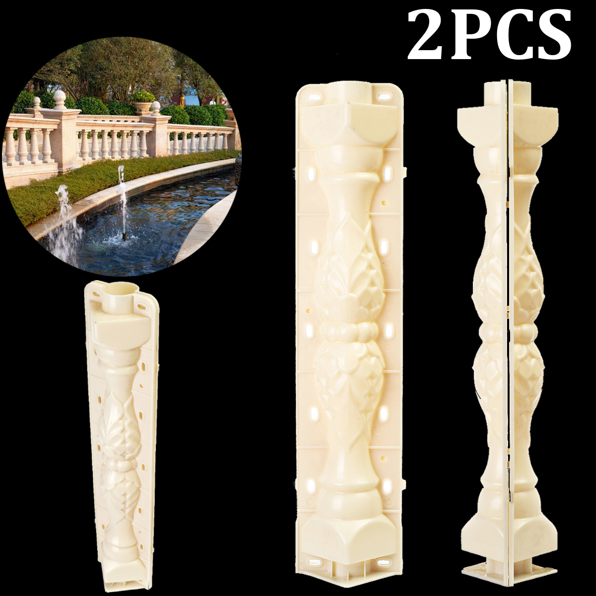 2Pcs-70CM-Balustrades-Molds-Plastic-Mould-Garden-DIY-Casting-Cement-Plaster-Concrete-1395446-1