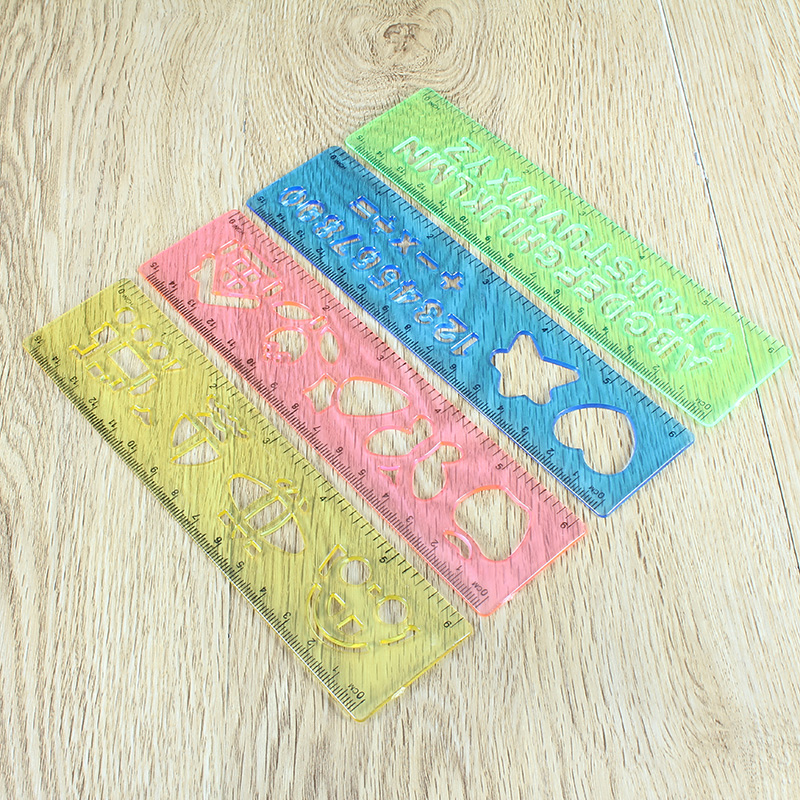 4Pcs-Candy-Color-Cute-Art-Graphics-Symbols-Drawing-Template-Ruler-15CM-1358898-1