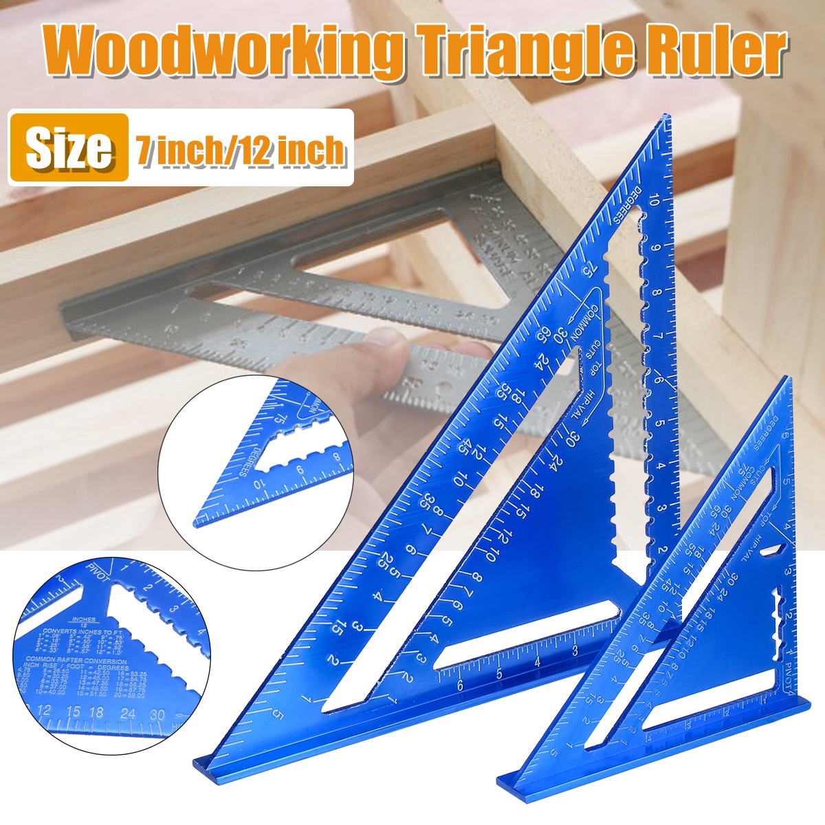 712quot-MetricImperia-Aluminum-Alloy-Triangle-Angle-Protractor-Ruler-Woodworking-Tool-1771422-1