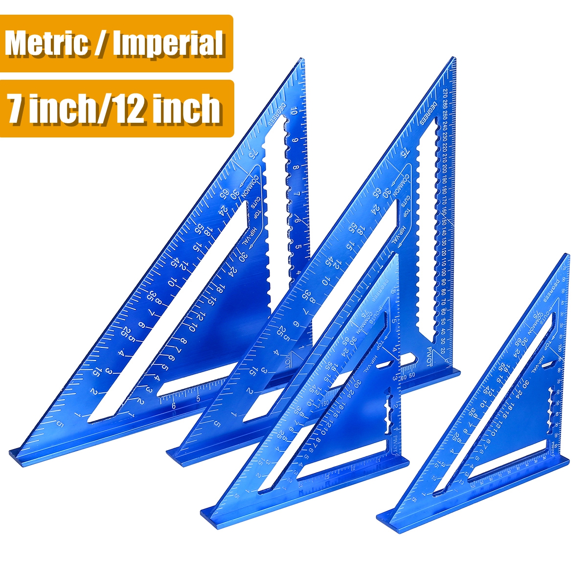 712quot-MetricImperia-Aluminum-Alloy-Triangle-Angle-Protractor-Ruler-Woodworking-Tool-1771422-2
