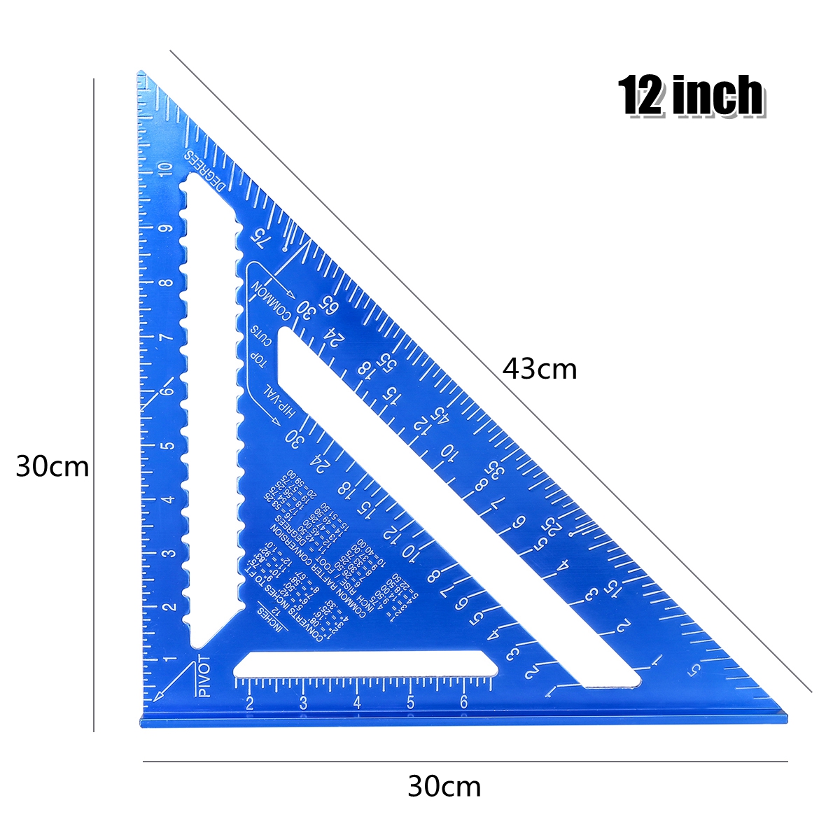 712quot-MetricImperia-Aluminum-Alloy-Triangle-Angle-Protractor-Ruler-Woodworking-Tool-1771422-4