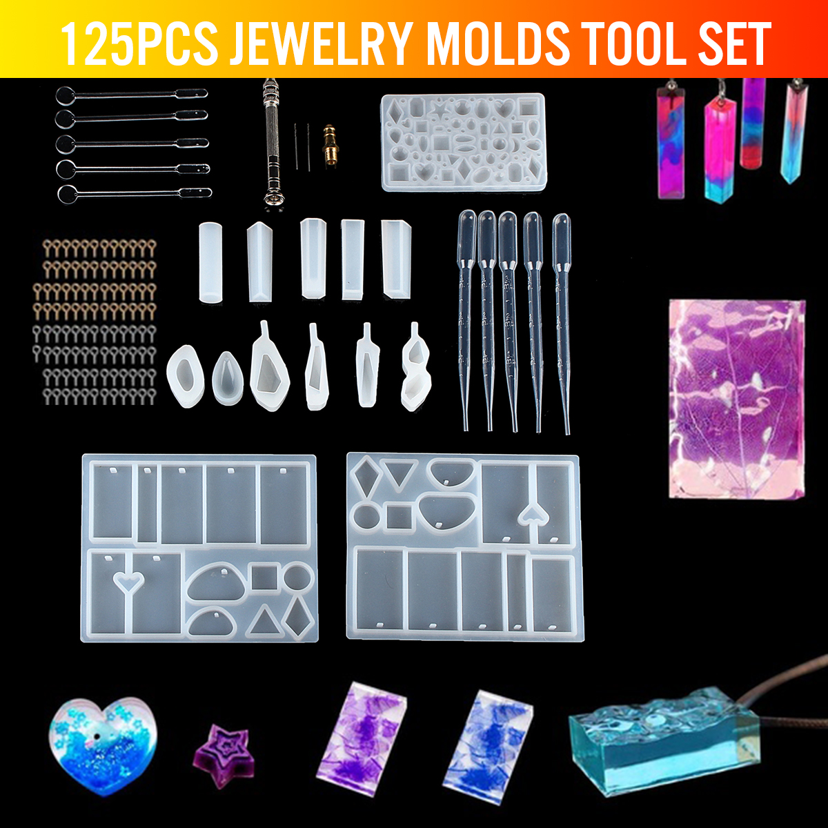 77Pcs-Resin-Casting-Mold-Kit-Silicone-Mold-Making-Jewelry-Pendant-Craft-DIY-Set-1394066-1