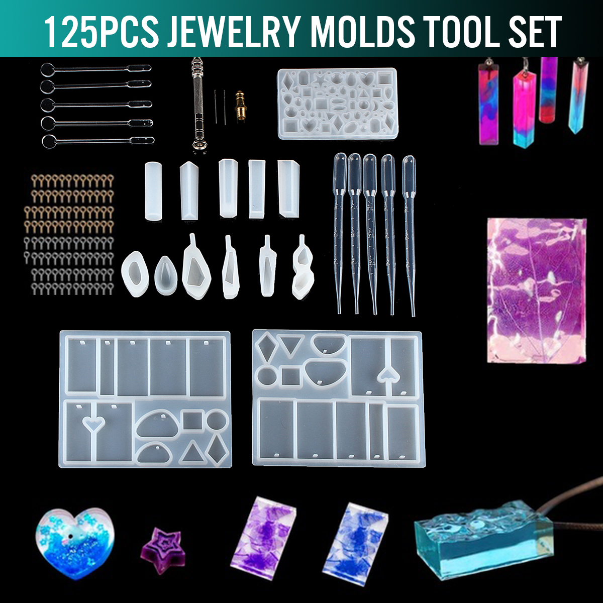 77Pcs-Resin-Casting-Mold-Kit-Silicone-Mold-Making-Jewelry-Pendant-Craft-DIY-Set-1394066-2
