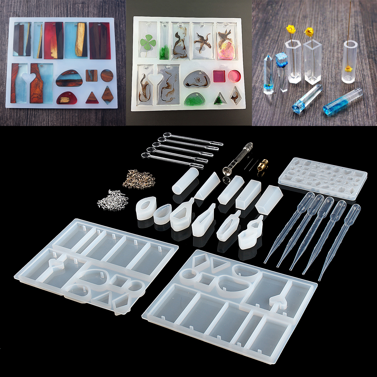 77Pcs-Resin-Casting-Mold-Kit-Silicone-Mold-Making-Jewelry-Pendant-Craft-DIY-Set-1394066-3