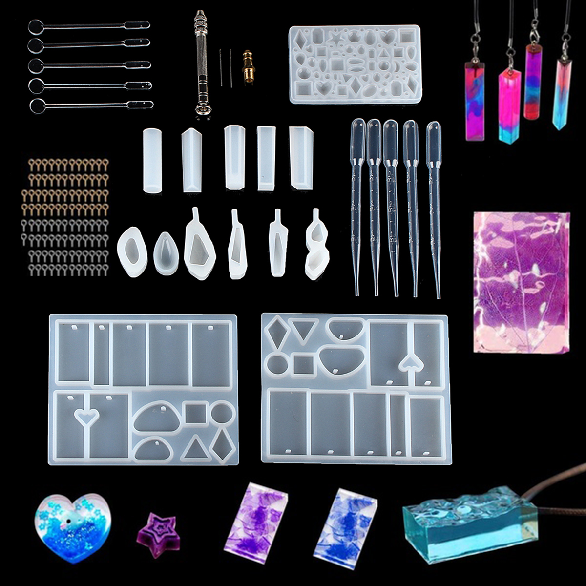 77Pcs-Resin-Casting-Mold-Kit-Silicone-Mold-Making-Jewelry-Pendant-Craft-DIY-Set-1394066-6