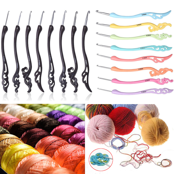 8PCS-Aluminum-Soft-Handle-Needles-Knit-Weave-Craft-Yarn-Crochet-Hooks-Set-1135460-1