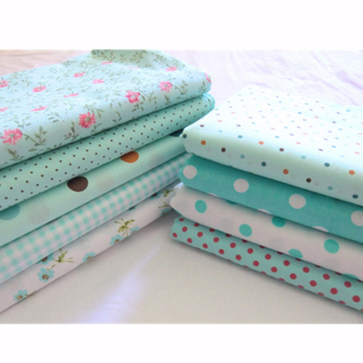 9Pcs-DIY-Bundles-Fabric-Fat-Quarters-Cotton-Florals-Gingham-Craft-Quilt-Sewing-1719877-1