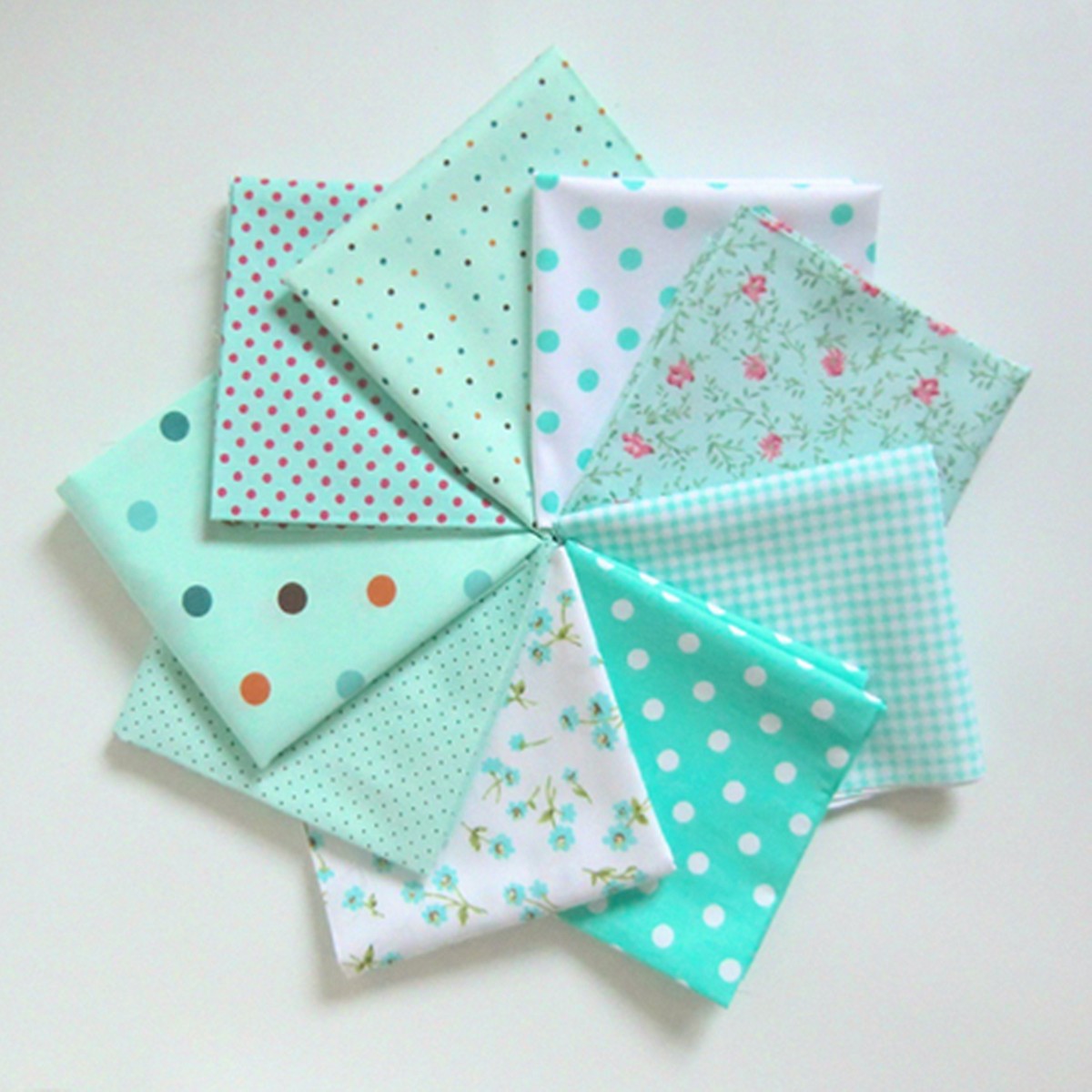 9Pcs-DIY-Bundles-Fabric-Fat-Quarters-Cotton-Florals-Gingham-Craft-Quilt-Sewing-1719877-2