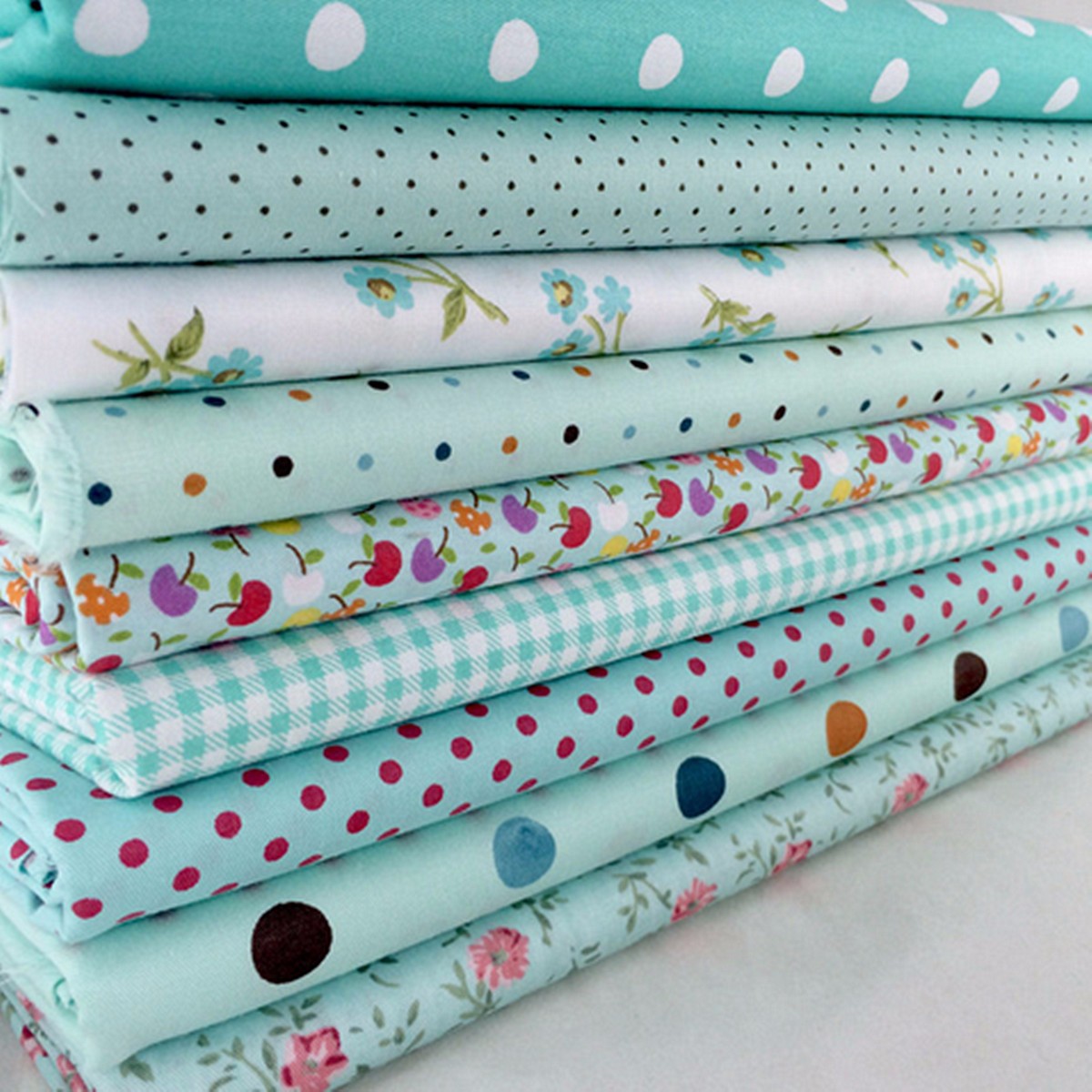 9Pcs-DIY-Bundles-Fabric-Fat-Quarters-Cotton-Florals-Gingham-Craft-Quilt-Sewing-1719877-8