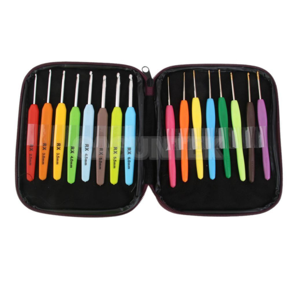 Aluminium-Crochet-Hooks-Yarn-Plastic-Handle-Knitting-Needles-Set-Weave-Kit-1144808-3