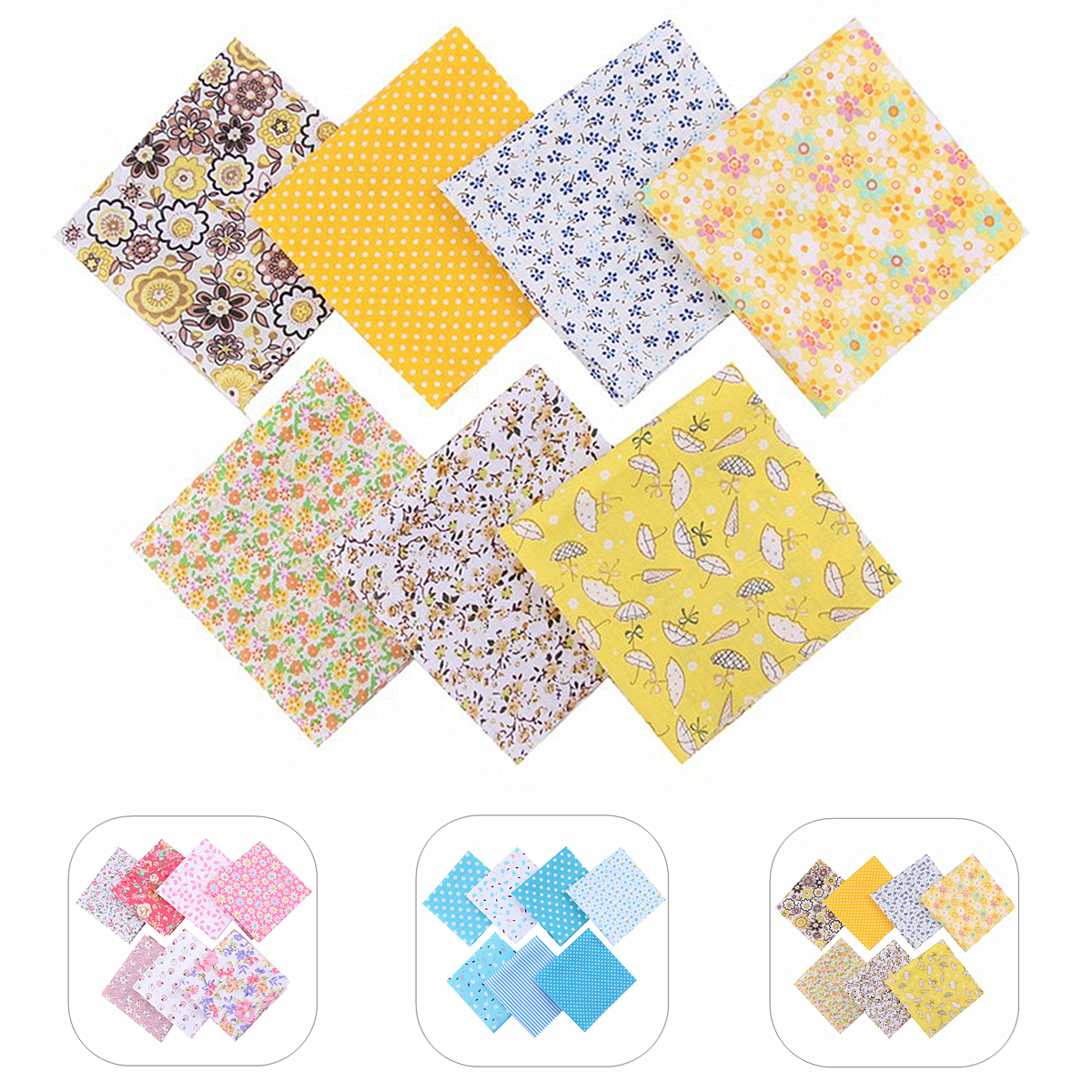 DIY-7PCS-Quilting-Bundle-Patchwork-Cotton-Fabric-Handmade-Sewing-Crafts-Floral-1691620-1