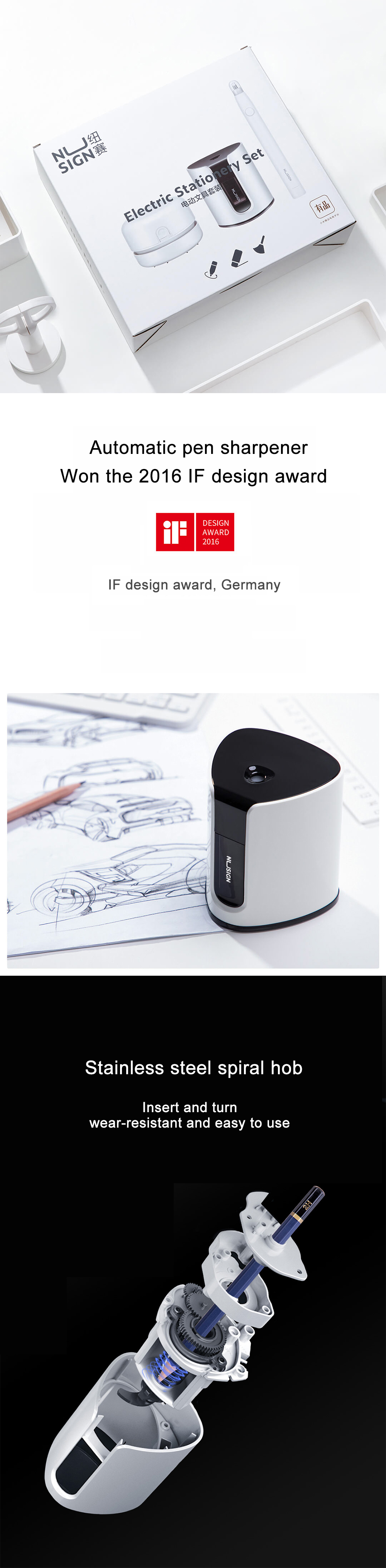 NUSIGN-Smart-Fashion-Electric-Stationery-Set-NSYP002-White-Electric-Pencil-Sharpener--Desktop-Cleane-1540146-2