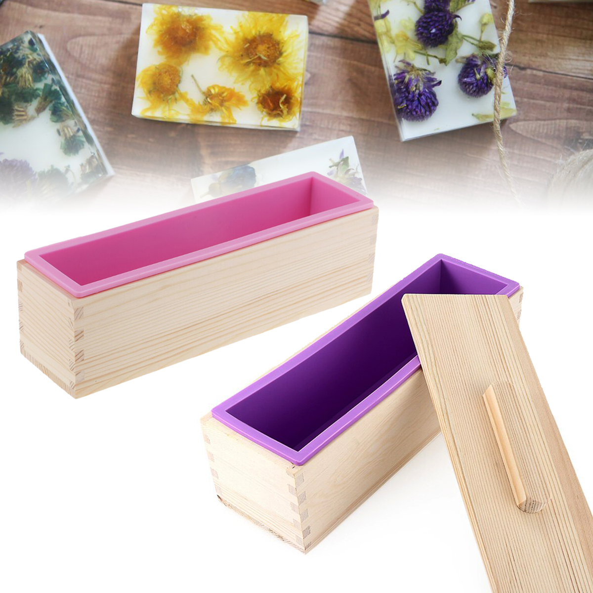 New-Wood-Loaf-Soap-Mould-with-Silicone-Mold-Cake-Making-Wooden-Box-Soap-1602226-1