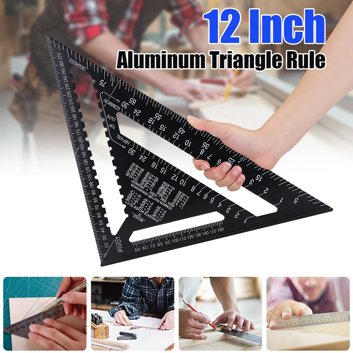 Raitool-AR01-43X30X30cm-Imperial-Aluminum-Alloy-Triangle-Ruler-Black-Triangular-Ruler-1830356-1