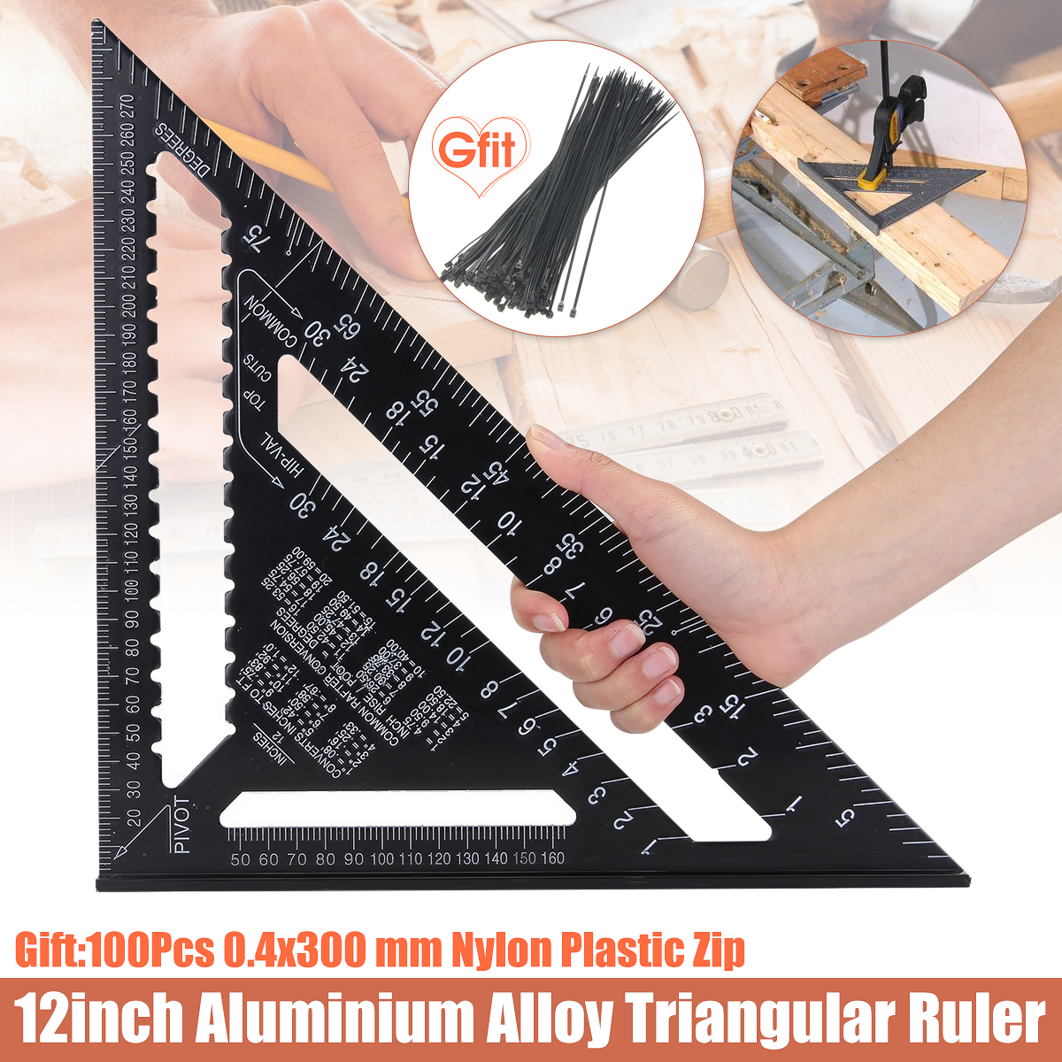 Raitool-AR01-43X30X30cm-Imperial-Aluminum-Alloy-Triangle-Ruler-Black-Triangular-Ruler-1830356-2