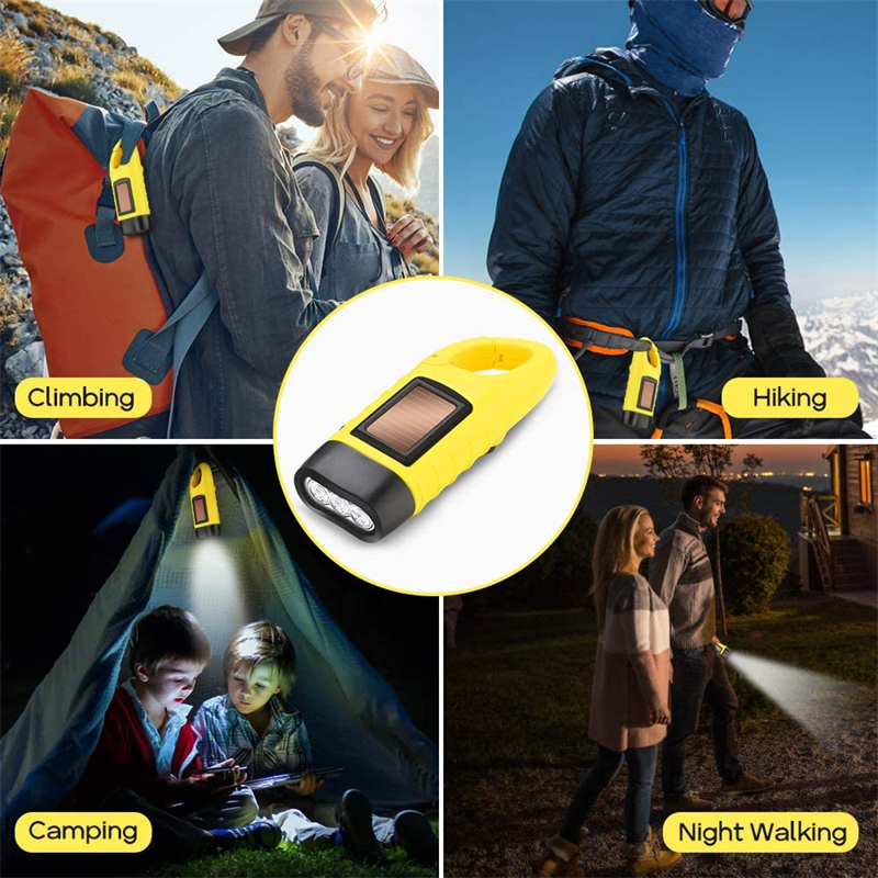 2Pcs-Yellow-Hand-Crank-Flashlight-Solar-Powered-Emergency-Torch-Rechargeable-Dynamo-with-Quick-Snap--1958036-2